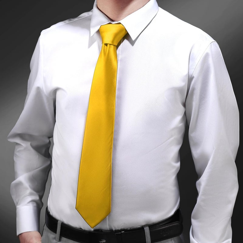 Murong Men's Ties Solid Color Pure Polyester Plain Fine Stripes Necktie Ties For Men - Image 2